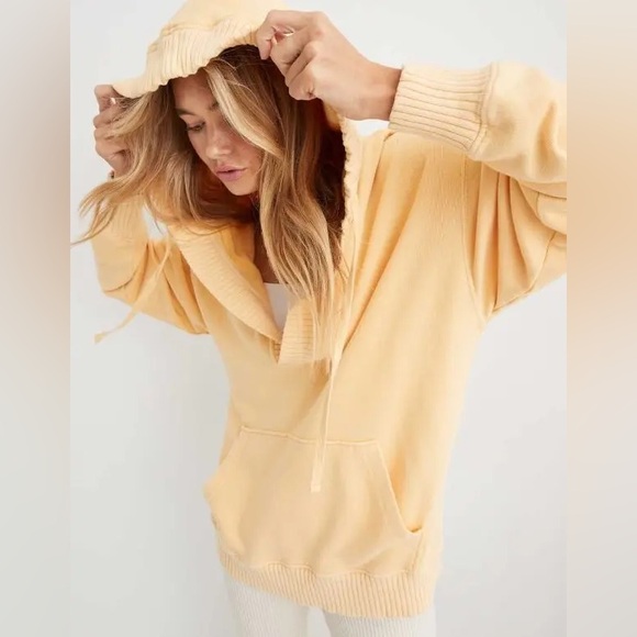aerie Sweaters - Aerie Sunshine Yellow Down To Earth Oversized Hoodie - Small